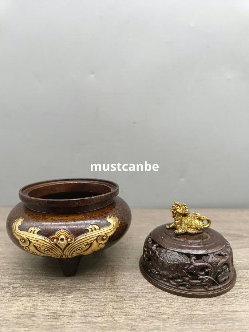 銅製 チ龍獅蓋香炉 室内檀香炉 香道具茶道具 工芸品 置物