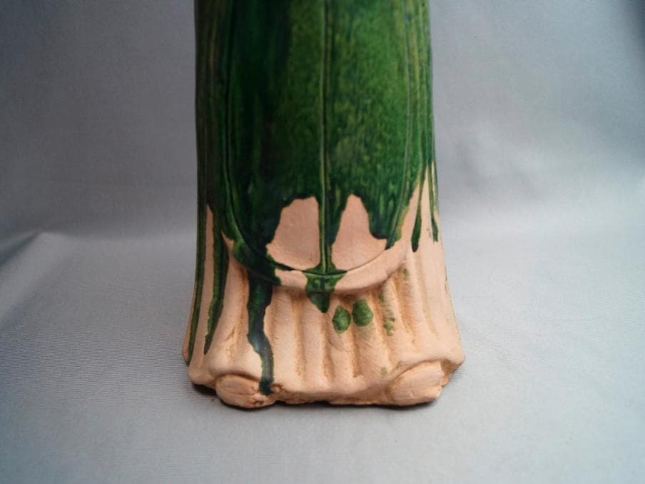 旧家蔵出し　中国　漢時代　緑釉　婦人俑