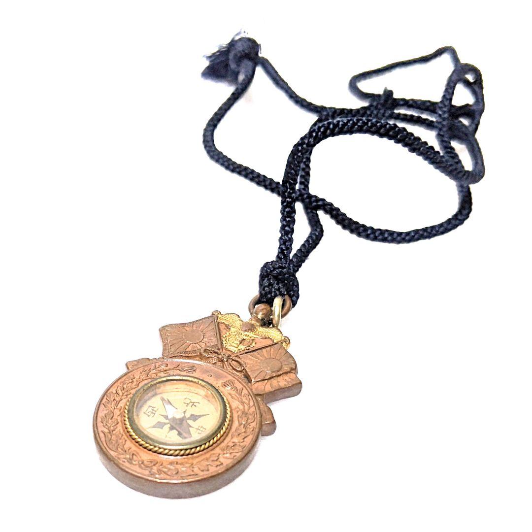 【状態良好】明治時代 大日本帝国 日露戦争 勲章型 方位磁針 箱付【國のいのり】