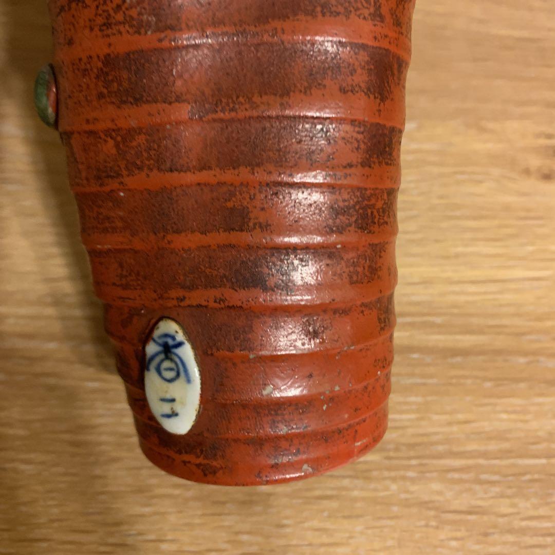 隅田焼　高浮雕人物花瓶　アンティーク　1客