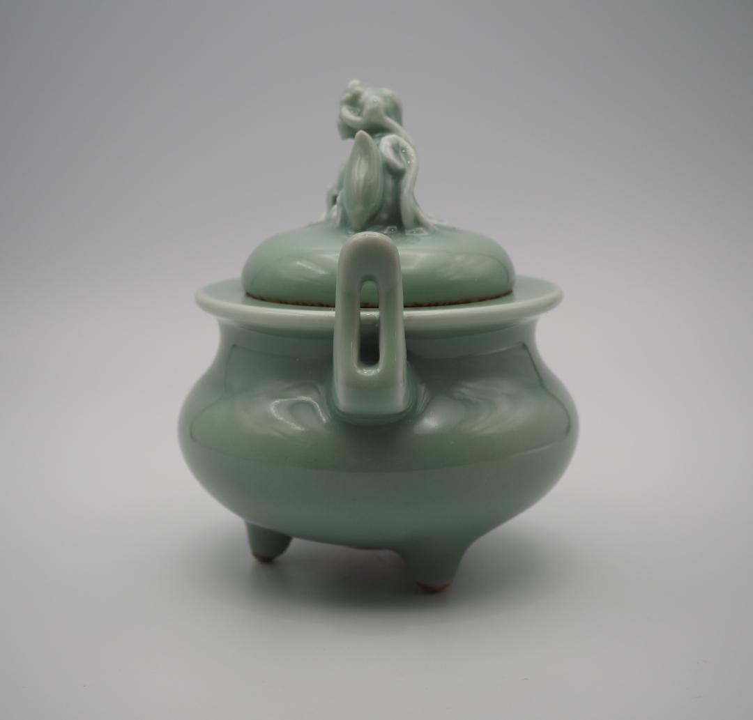 真葛香山 宮川香山 青磁釉 香炉  識箱付