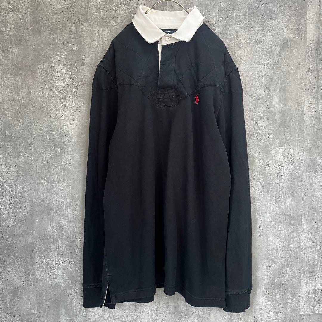 【人気カラー】ポロ ラルフローレン 長袖 ラガーシャツ メンズ 古着 ラグビー