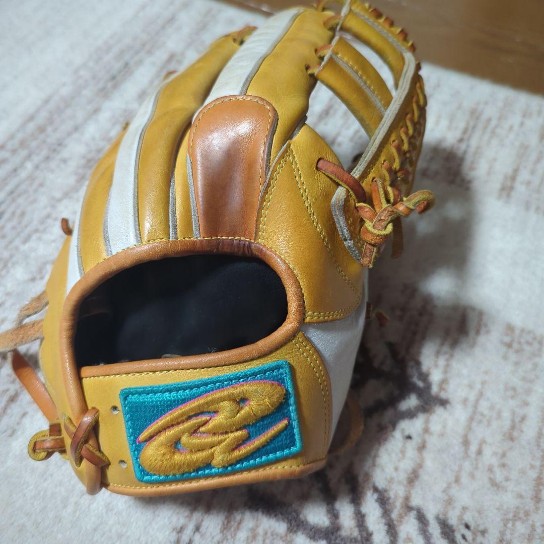 軟式グローブ イエロー/ホワイト レザー