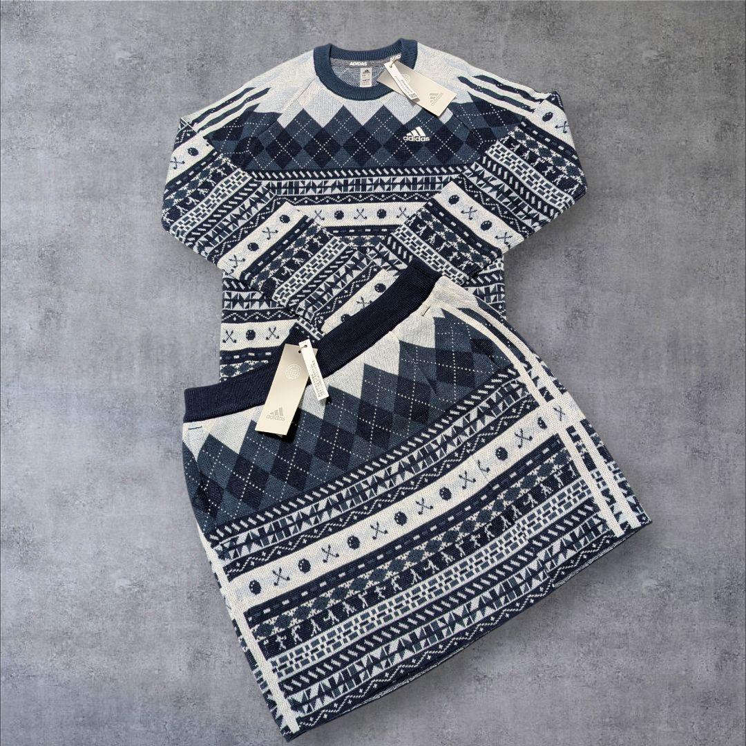 【新品55%off】アディダス ゴルフ ヒストリカル柄ニット セットアップ S