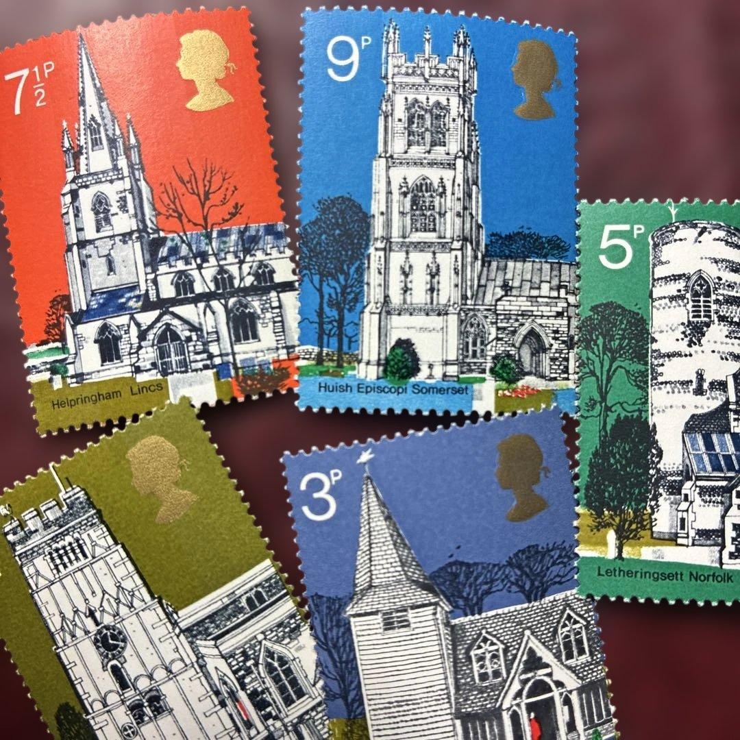 77116セール現品限　外国切手　イギリス発行建築物5種揃
