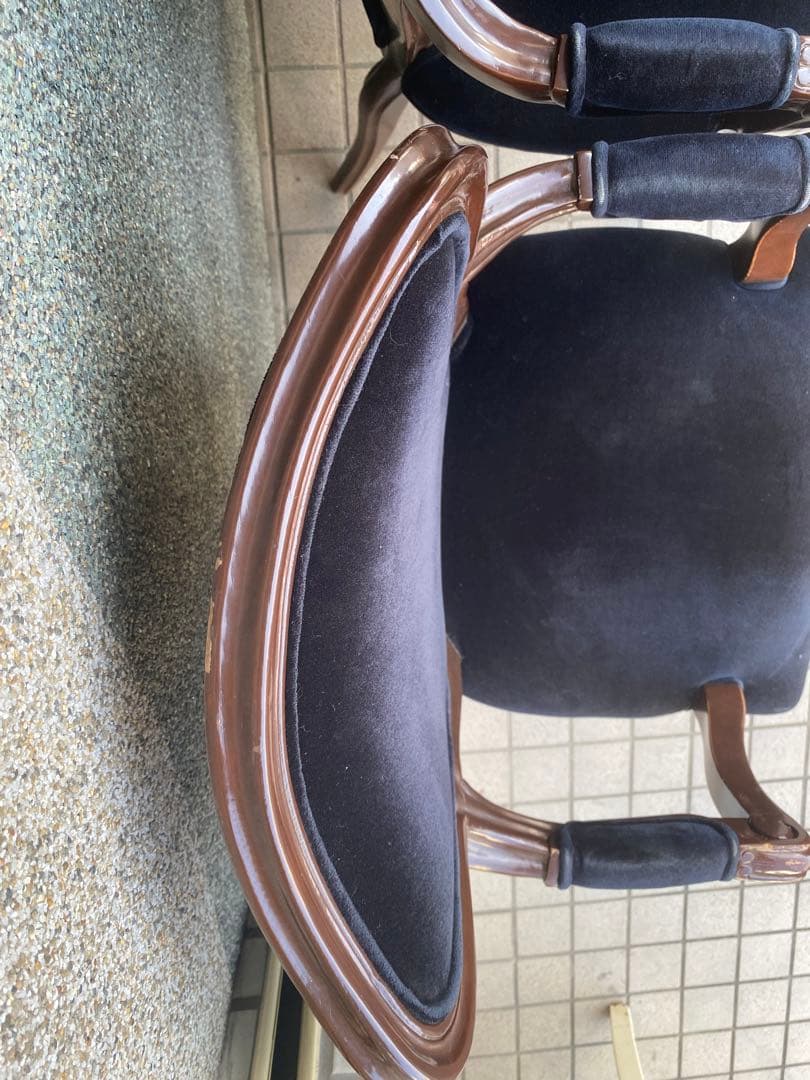 高級ベルベット 猫脚 アーム チェア♦️希少ブラック ゴシック♦️２脚セット♦️送料込