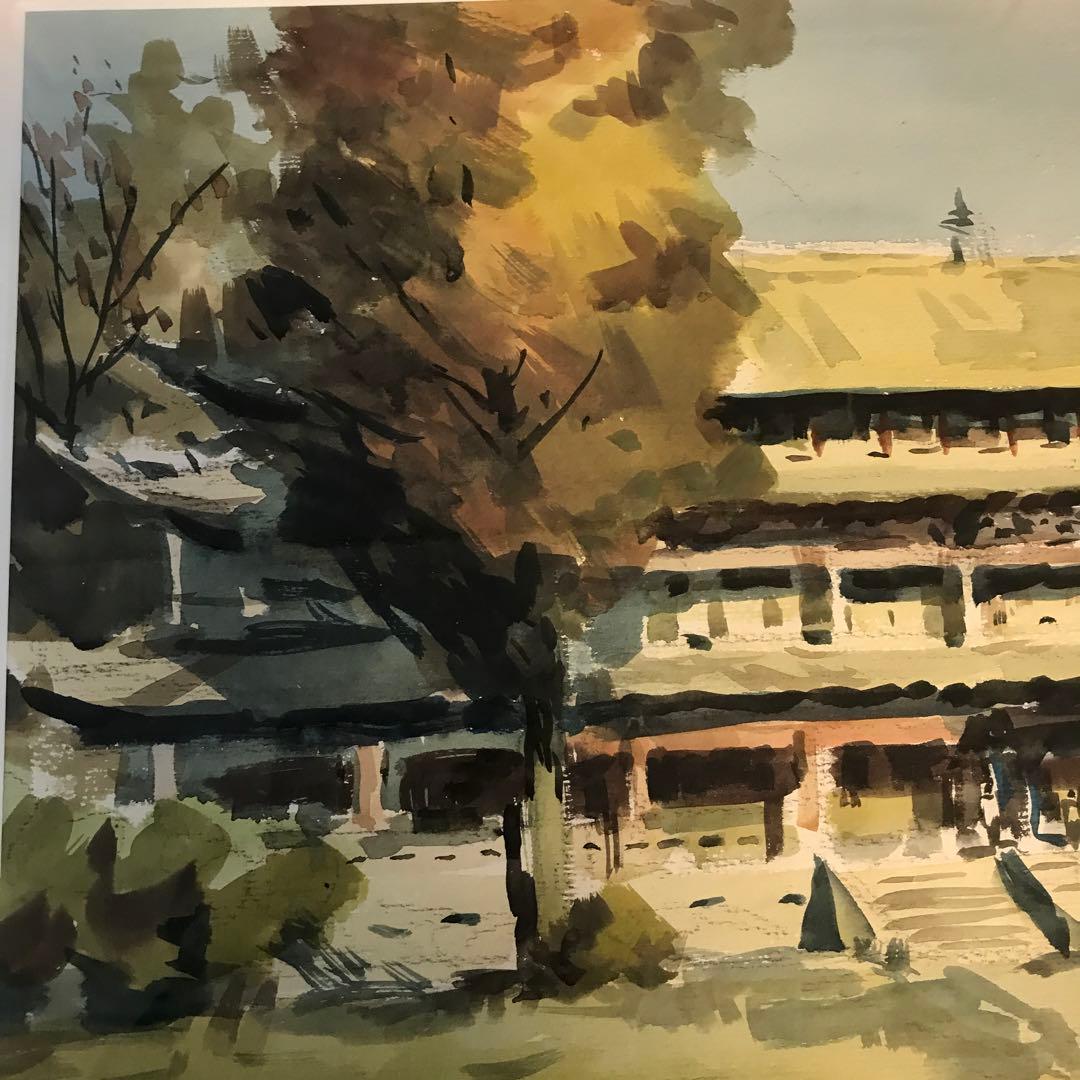 値下げ　平山郁夫画伯と共に中国で作画した中国人水彩画家　陳芸作品