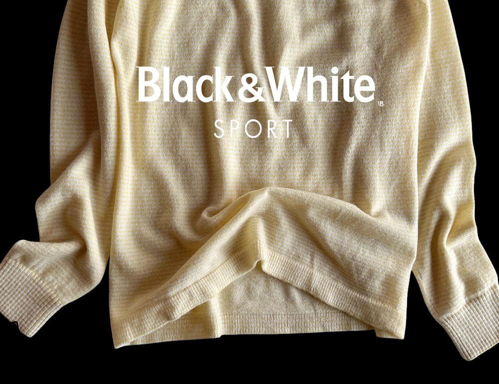 新品タグ付ブラック＆ホワイトゴルフ定価6.1万カシミヤ100％ハイネックニット