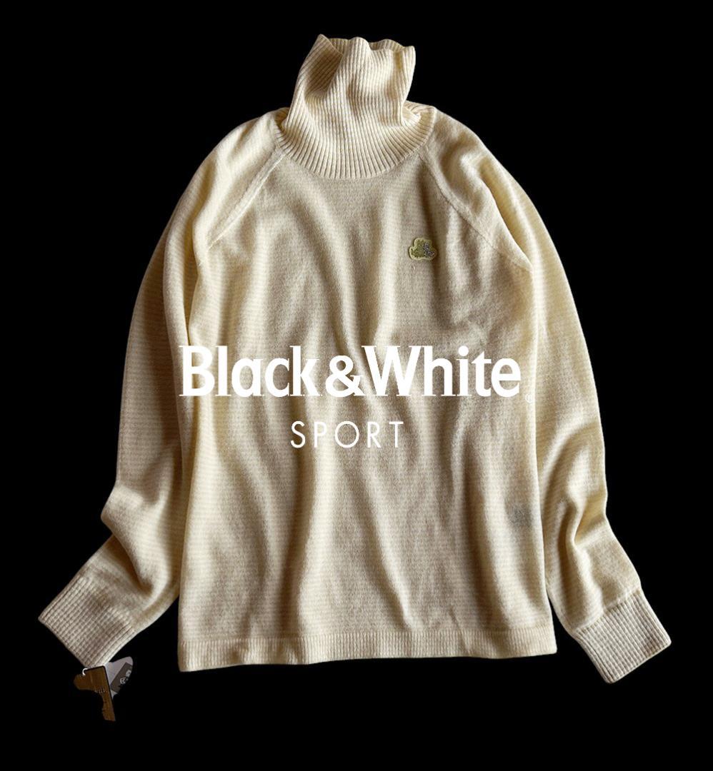 新品タグ付ブラック＆ホワイトゴルフ定価6.1万カシミヤ100％ハイネックニット