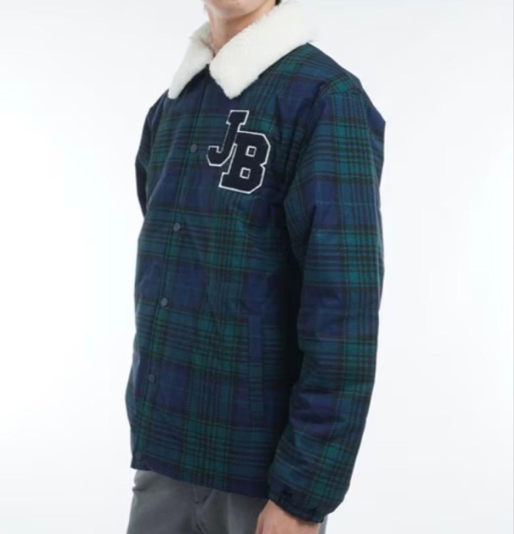 新品 ジャックバニー 2WAYストレッチタフタ ボア襟ブルゾン(5)サイズL/緑