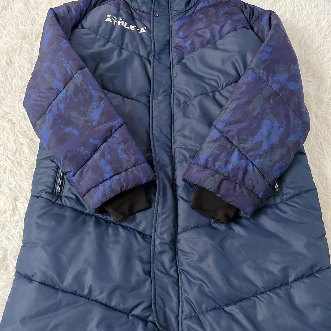 美品✨ATHLETA ベンチコート 迷彩切り替え フード付き 中綿ロングコート