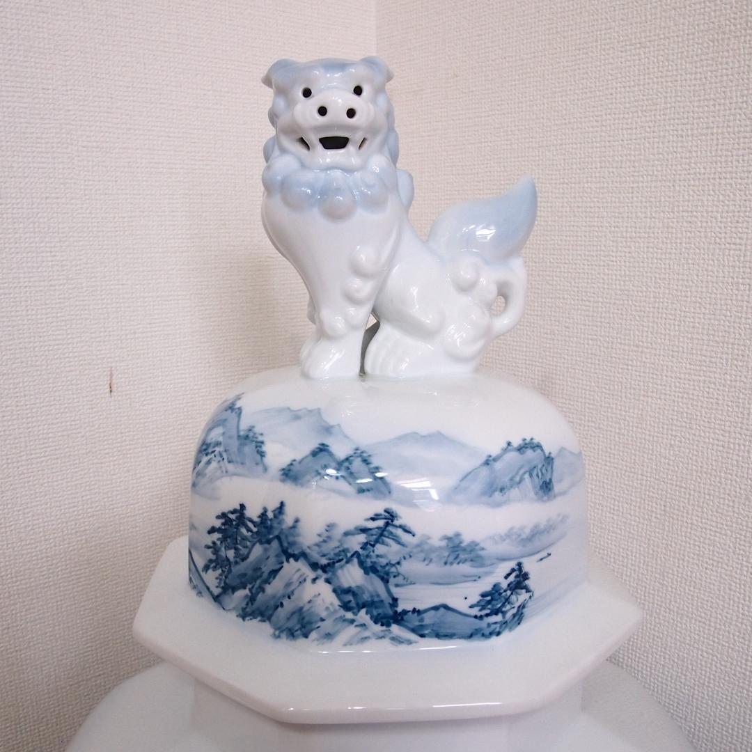 【美品】有田焼 沈香壺 勝雲作/藤井勝雲 絵付師:金武自然 山水染付 壷/つぼ