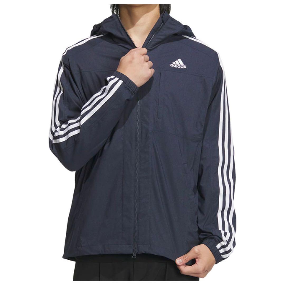 adidasフード付き デニム風トラックジャージ上下セット トレーニングウェア