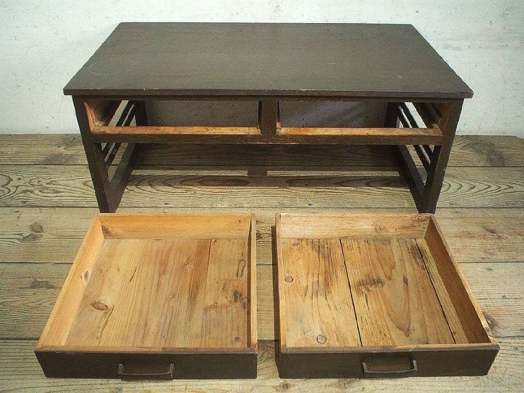 1280 ヴィンテージ　レトロな文机　ローテーブル　展示台　古家具　古道具　抽斗