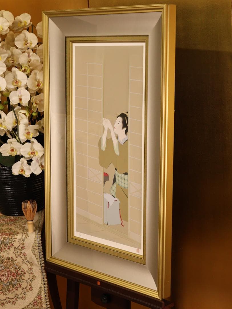 【真作】　BK278　上村松園　「 夕暮 」　10/180　シルクスクリーン