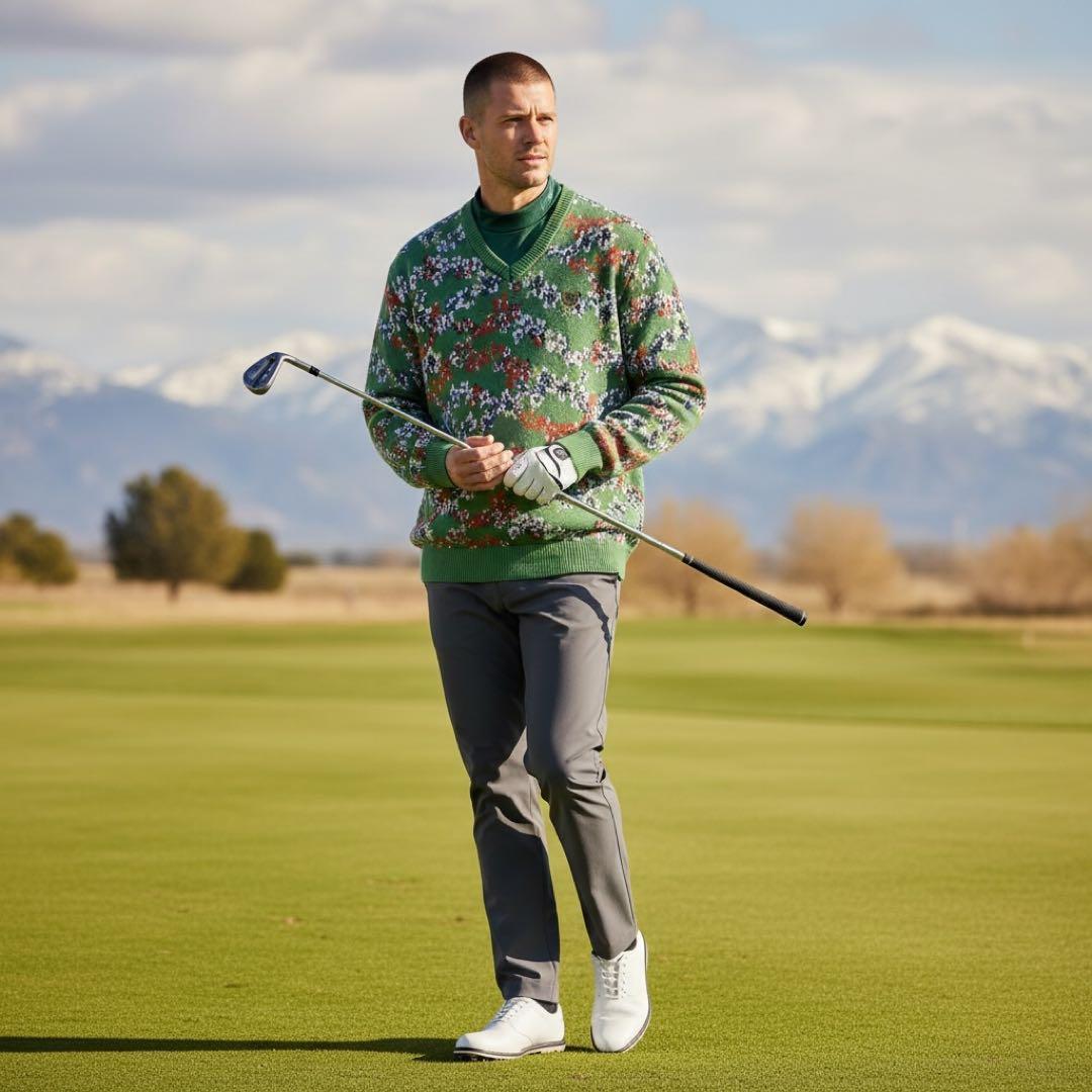 LL:Callaway 2.8万　日本製 総柄ニット 綿 未使用級 花柄 希少