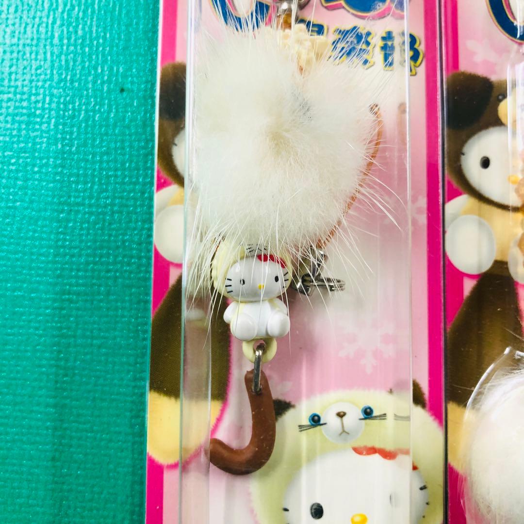 2002年製 レア★ハローキティ しっぽ倶楽部 猫 ネコ ぼんぼんストラップ