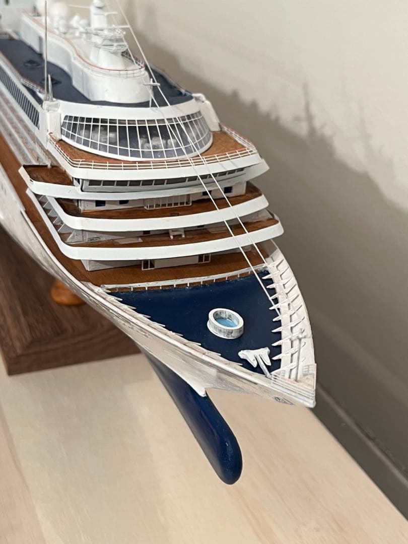 飛鳥II 完成品　木製型　船　モデル　ウッディジョー　手作り