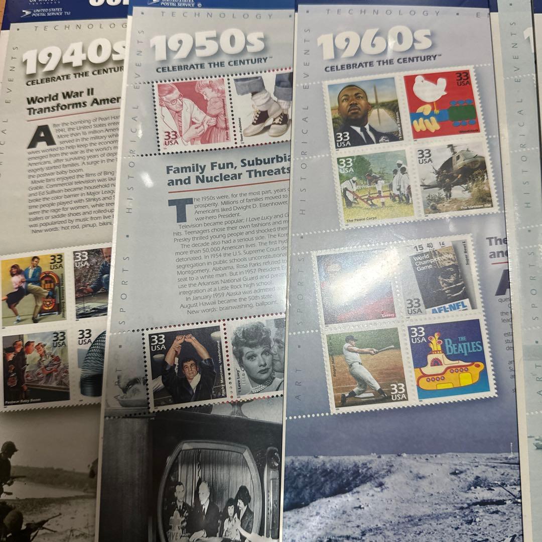 ★＄高騰【USA　切手シート1900年～1980年まで10枚まとめて】未使用★