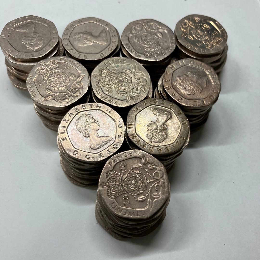 イギリス　20ペンス　100枚　　エリザベス　硬貨　古銭　まとめ売り