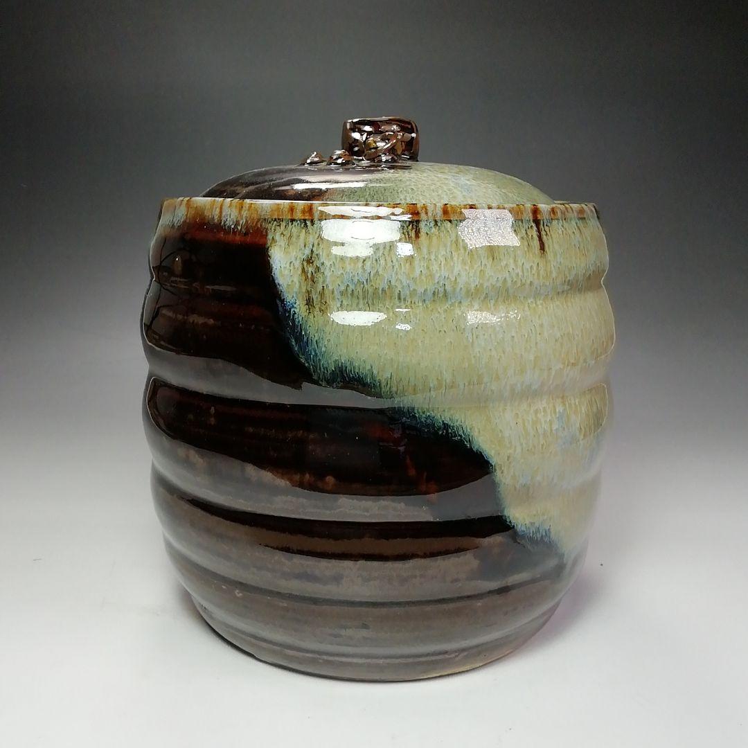 Ｓ６７４　水指　『高取焼』『小槌摘み』『十四代　高取幸仙作』　共箱　茶道具