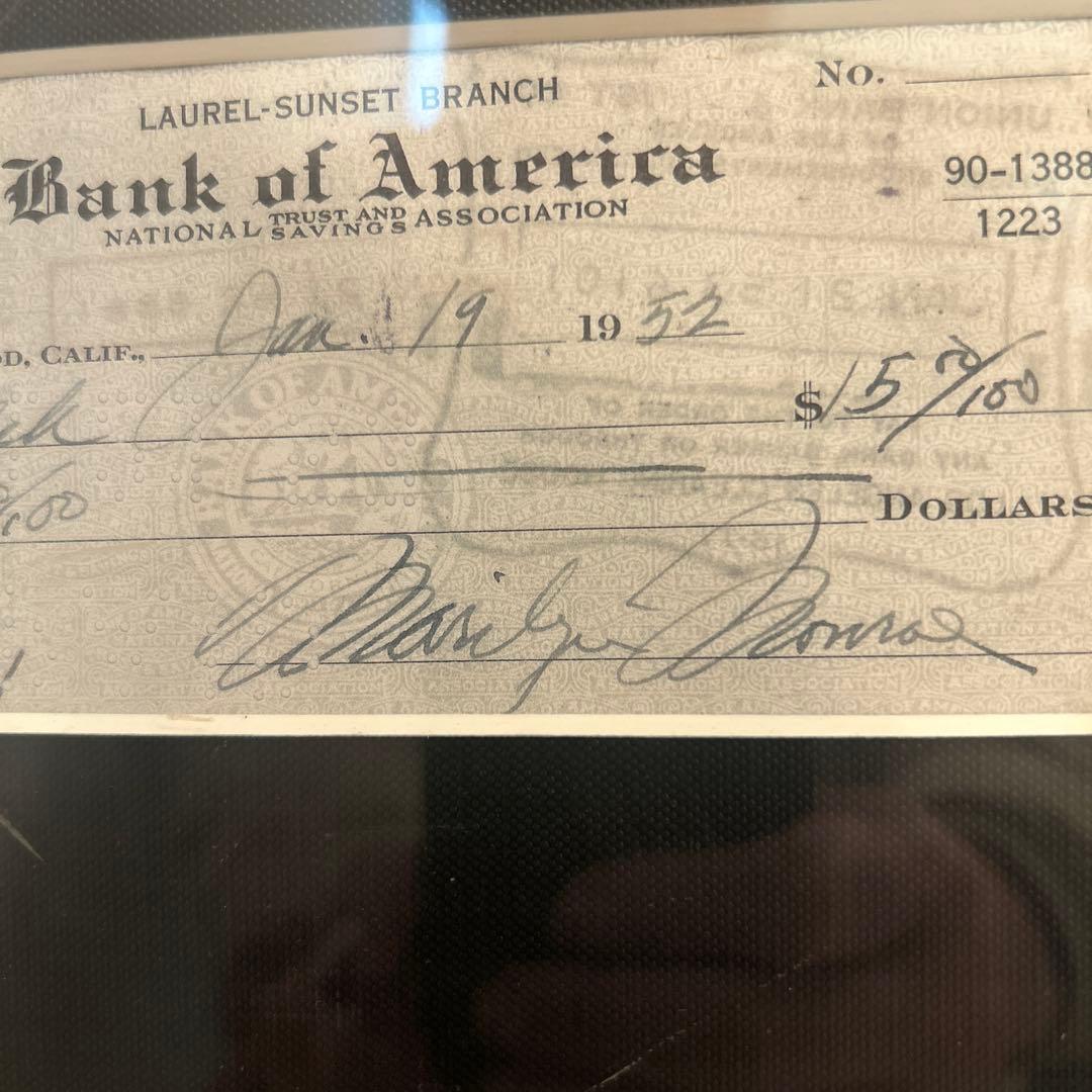 マリリン・モンロー 小切手 1952年　複製