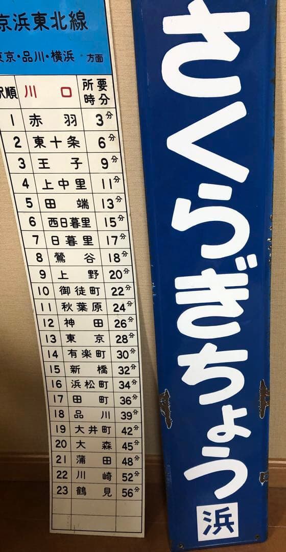 【貴重】レア　駅名板「さくらぎちょう」琺瑯　看板