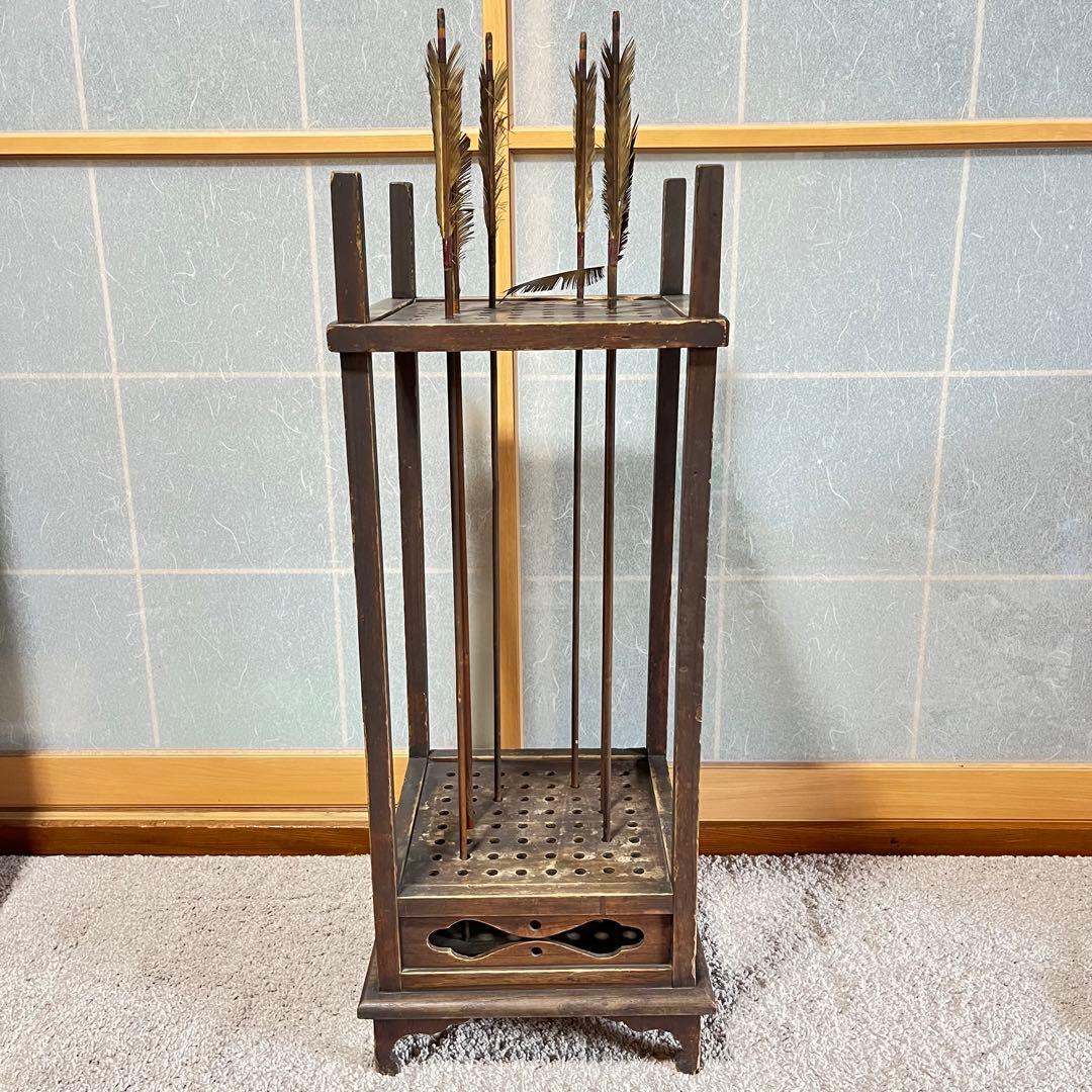 ヴィンテージ　矢箱　矢付き　猫足　木製