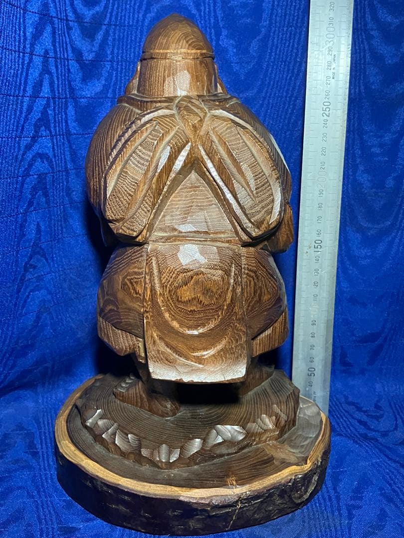 木彫り　恵比寿様　開運　槐の木？