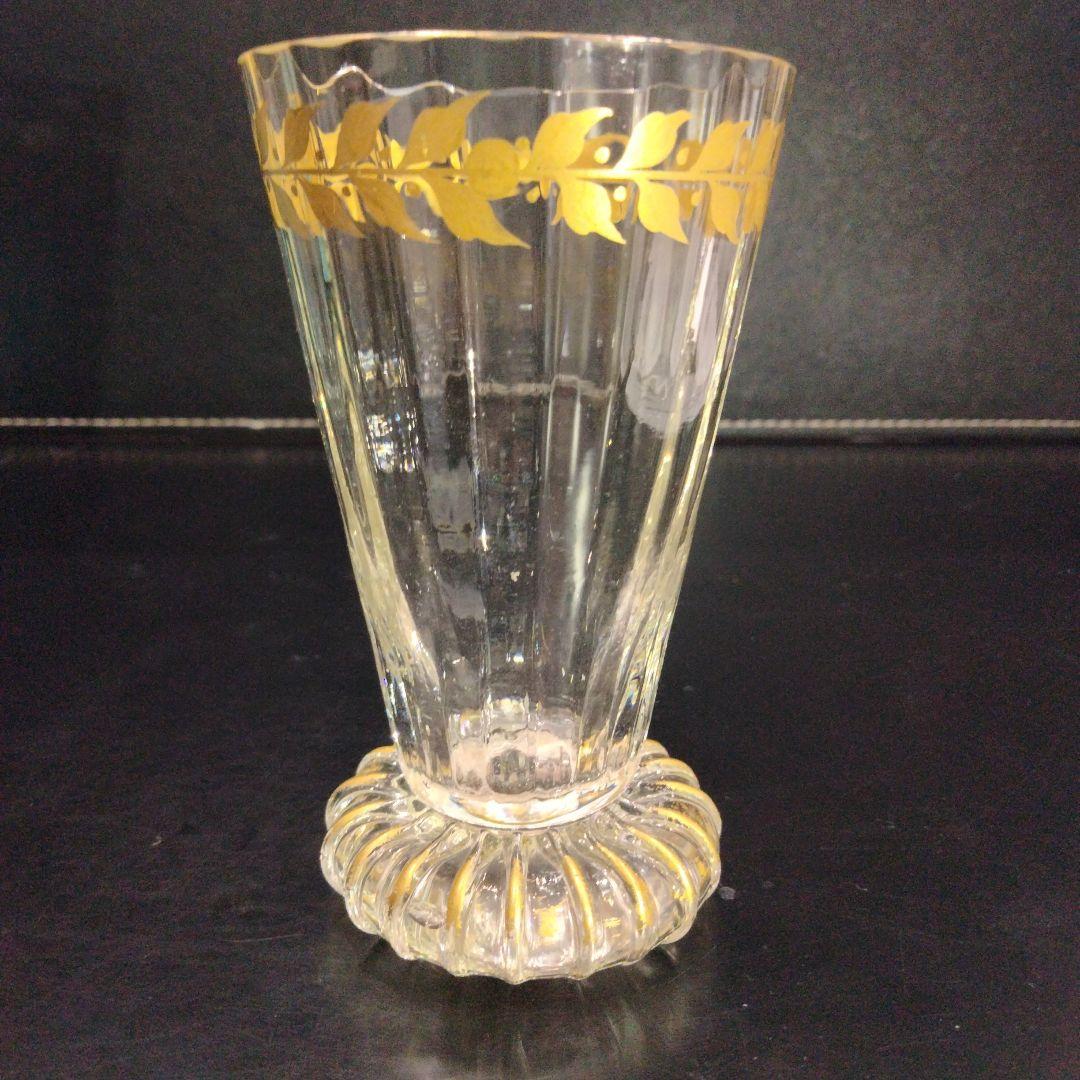 r354　エミールガレ 第一工房作 グラス 高さ10.2㎝ 鑑定書付 金彩グラス