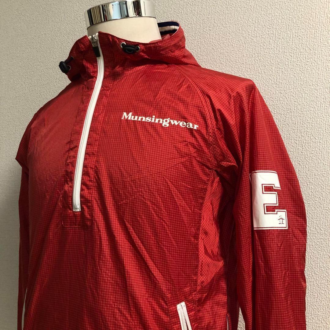 未使用 マンシングウェア◆アノラック ハーフジップ パーカー◆レッド Mサイズ