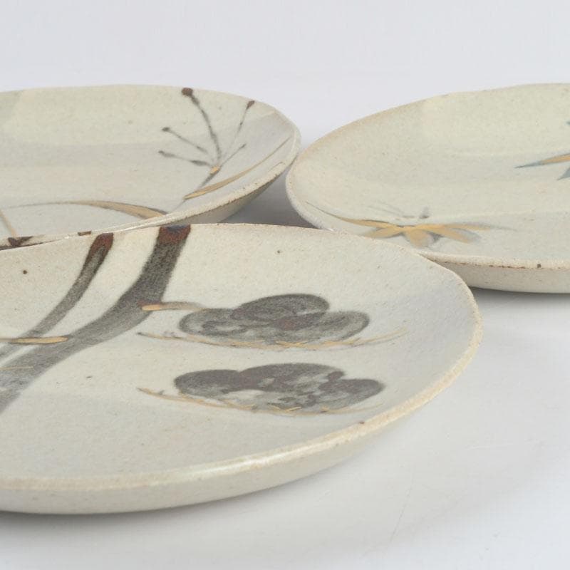 和食器　茶懐石　幸兵衛窯　絵変和皿　銘々皿　五客　共箱　N　9419