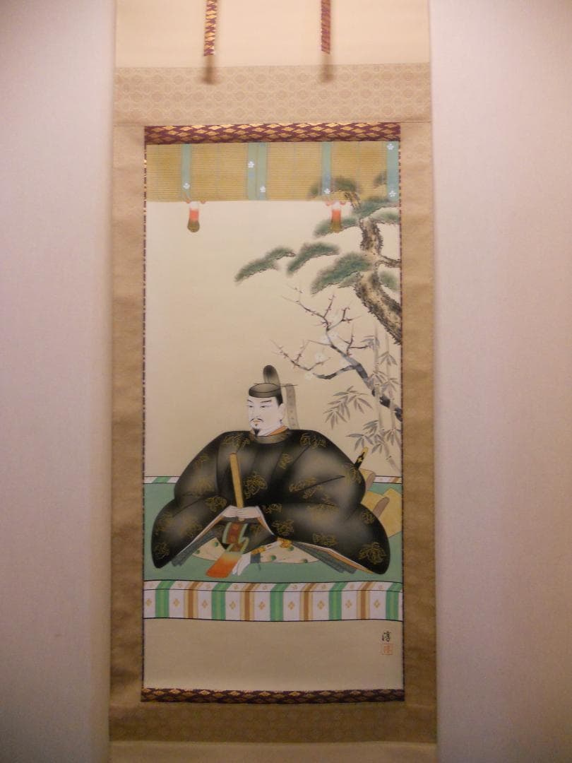 掛け軸 淳 天神様 菅原道真 絹本 希少 軸装 茶道具 掛軸 美品 です。