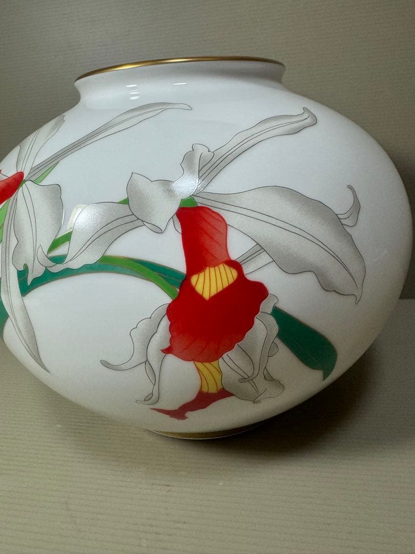 2151 香蘭社　カトレア　花瓶　金彩　未使用