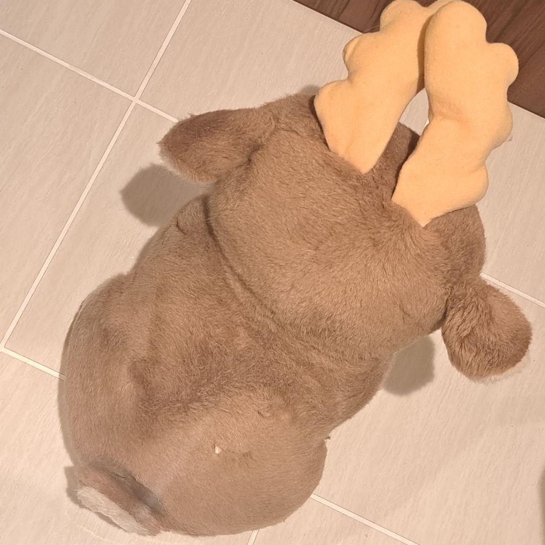 昭和レトロかわいいトナカイ　ぬいぐるみ 赤い鼻と黄色い角　ビッグサイズ