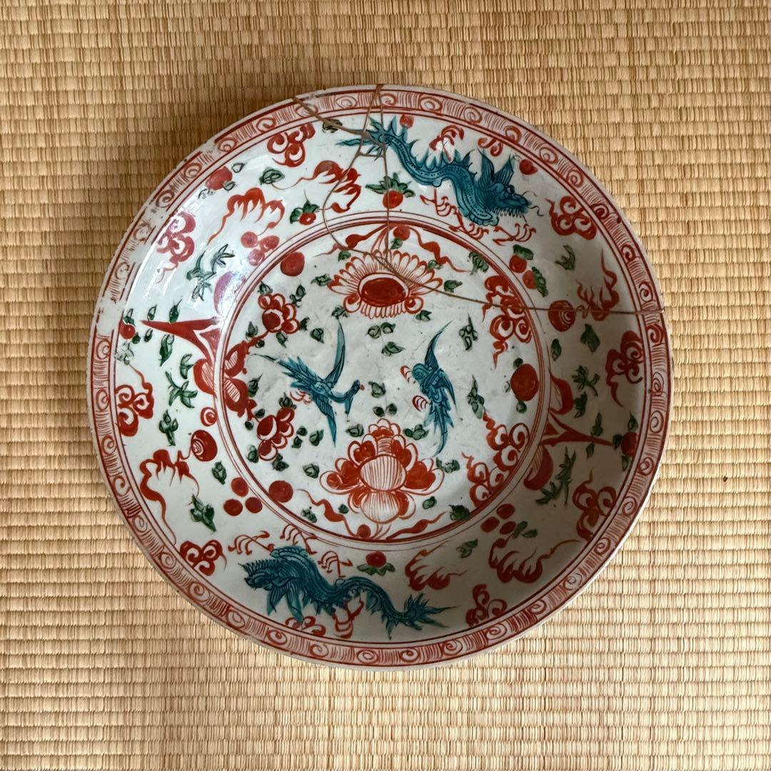 呉須赤絵 南京赤絵 大皿 大盤 明代 古染付 天啓赤江 古伊万里 古美術 骨董