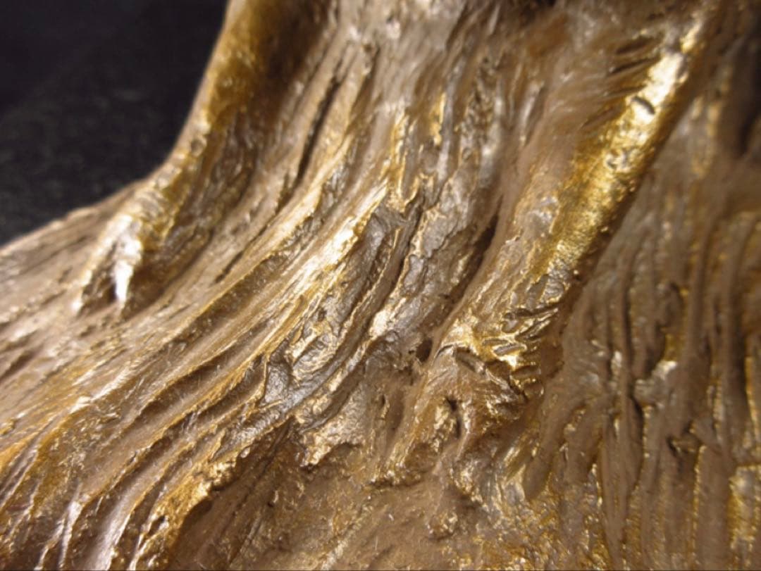 文化勲章受章彫刻家「富永直樹」造 銘「太陽に向って走れ」茶金漆仕上 ブロンズ像