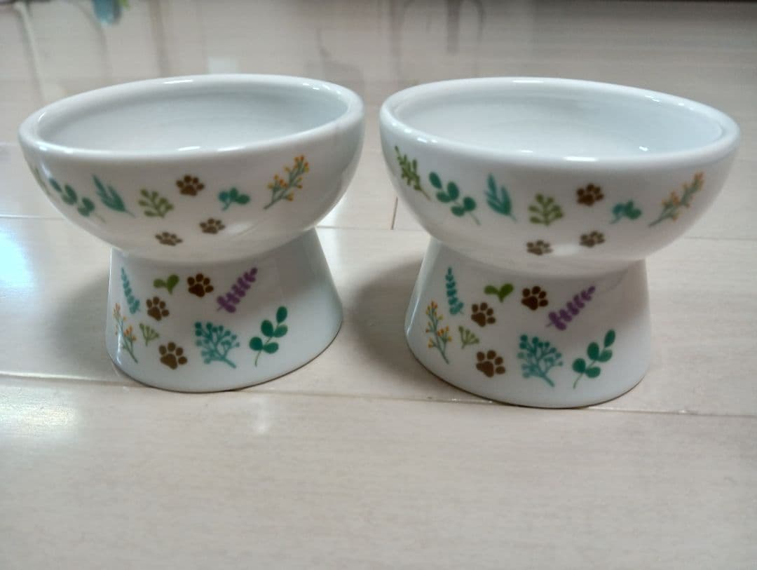 猫壱ハッピーダイニング 脚付フードボウル プチ BOTANICAL GARDEN