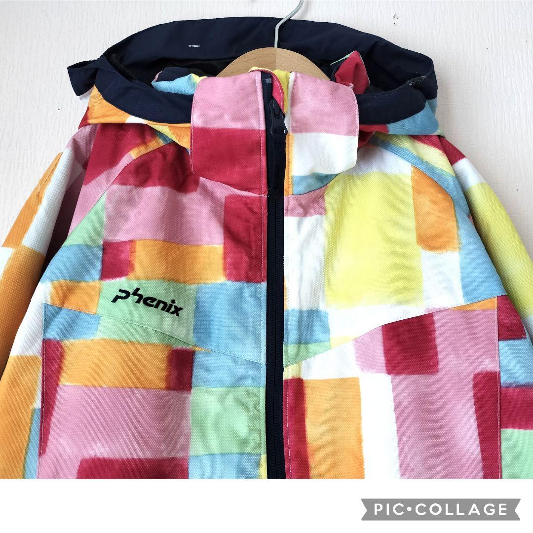 美品☆Phenixスキーウェア女の子150 140 上下 パステルブロック×水色