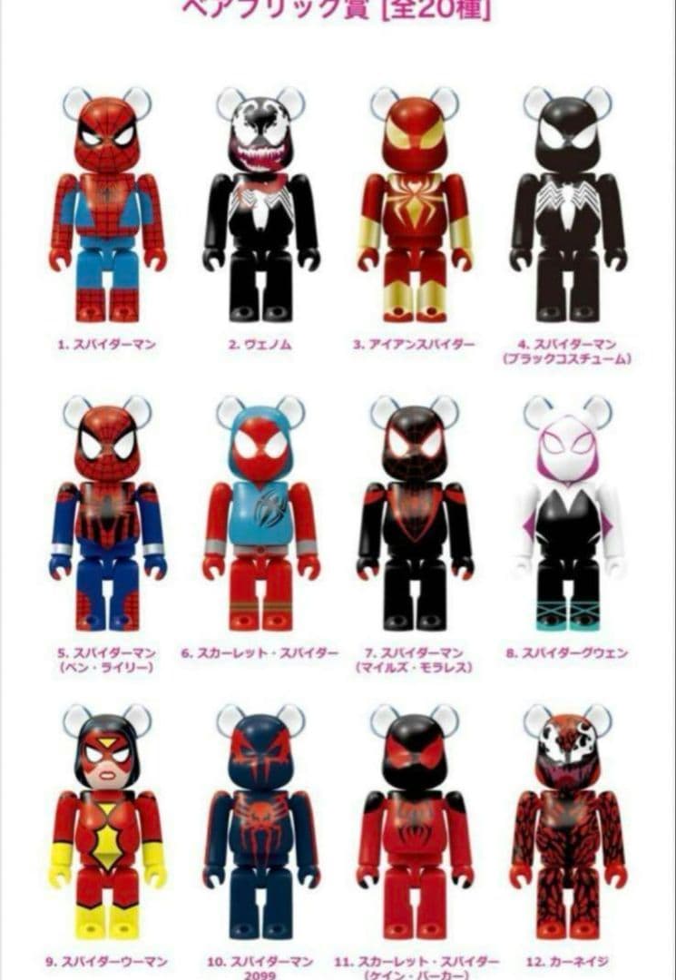【BE@RBRICK ベアブリック】スパイダーマン　ハッピーくじ　コンプリート