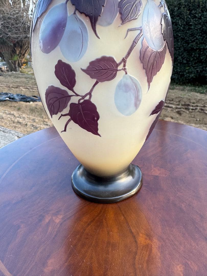 エミール・ガレ Emile Galle プラム文花瓶 底割れあり 破格
