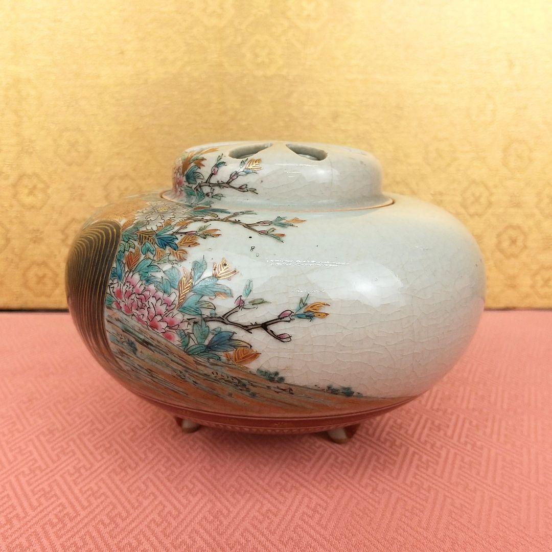 【お値下げしました！】九谷焼　香炉　色絵　鶏図　泉山作