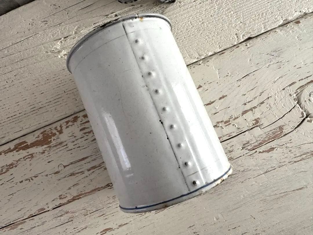 アンティークホーロー キャニスターChicorée 陶器つまみ 真鍮 希少 珍品