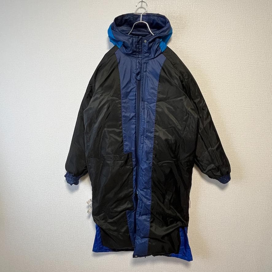 【良品】 adidas ３ストライプス ワンポイントロゴ ダウン ベンチコート