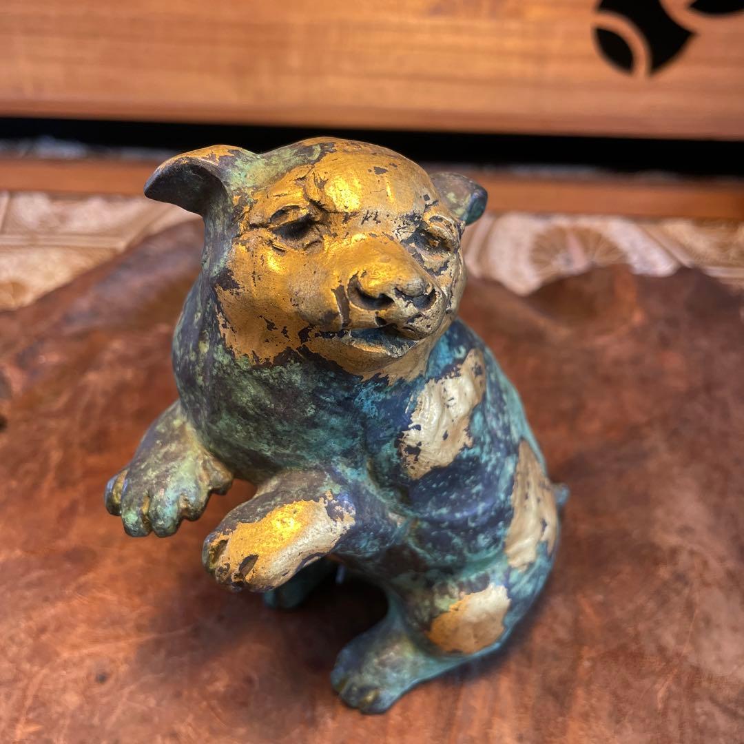 五世 秦藏六造， 塗金子犬置物，金工，藏六造