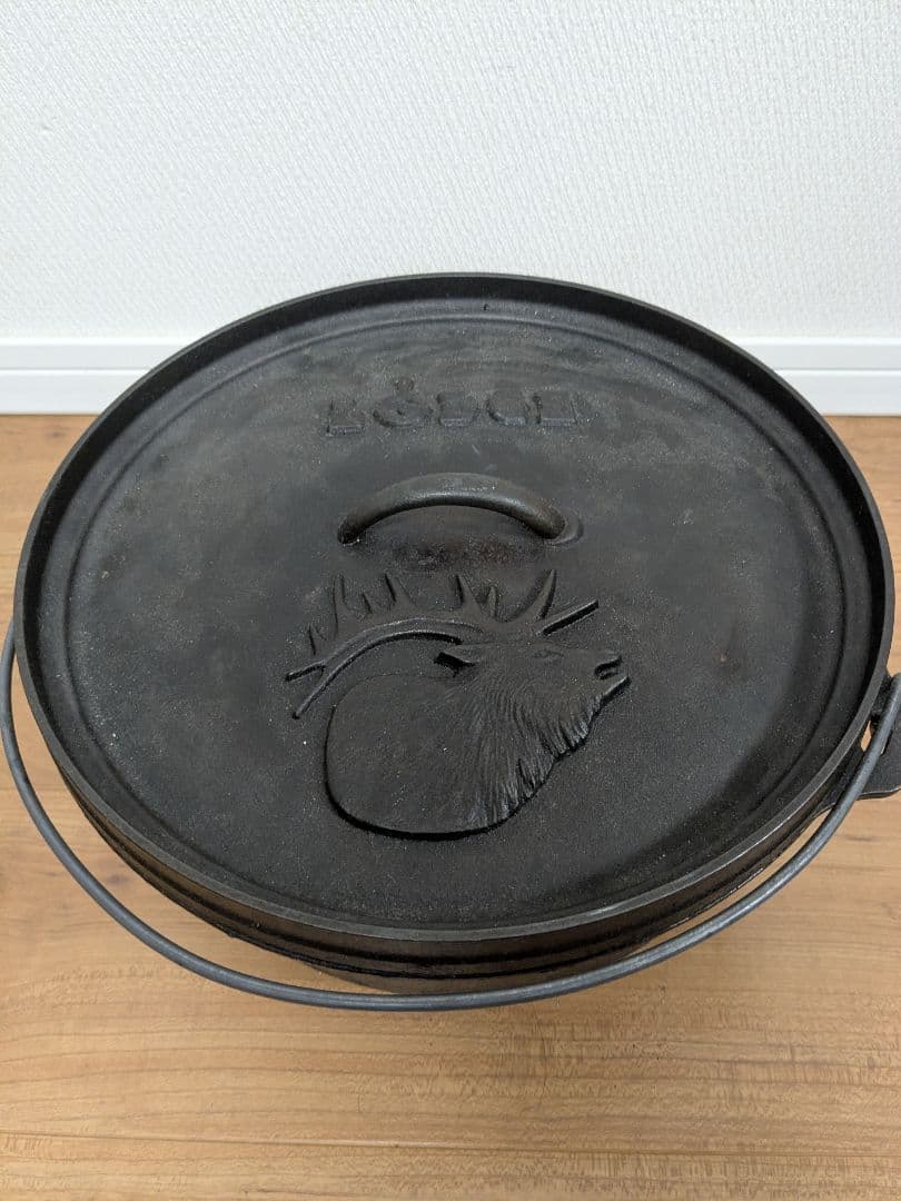 【希少デザイン】　LODGE　キャンプオーヴン　12インチ　ダッチオーブン