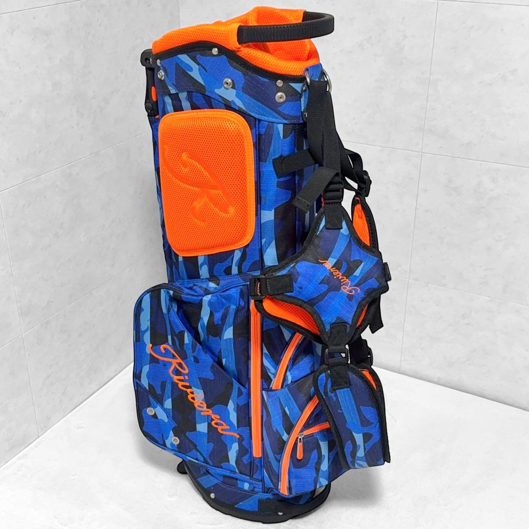 【美品】Riviera キャディバッグ ネイビー/オレンジ 迷彩