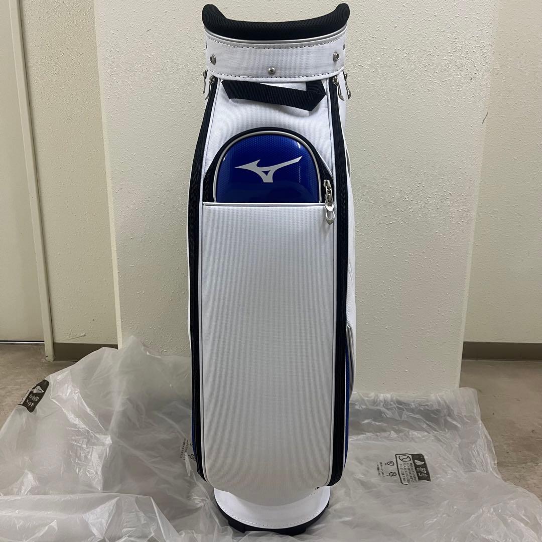 新品Mizuno ゴルフキャディバッグ 9.5型 ホワイト/ブルー