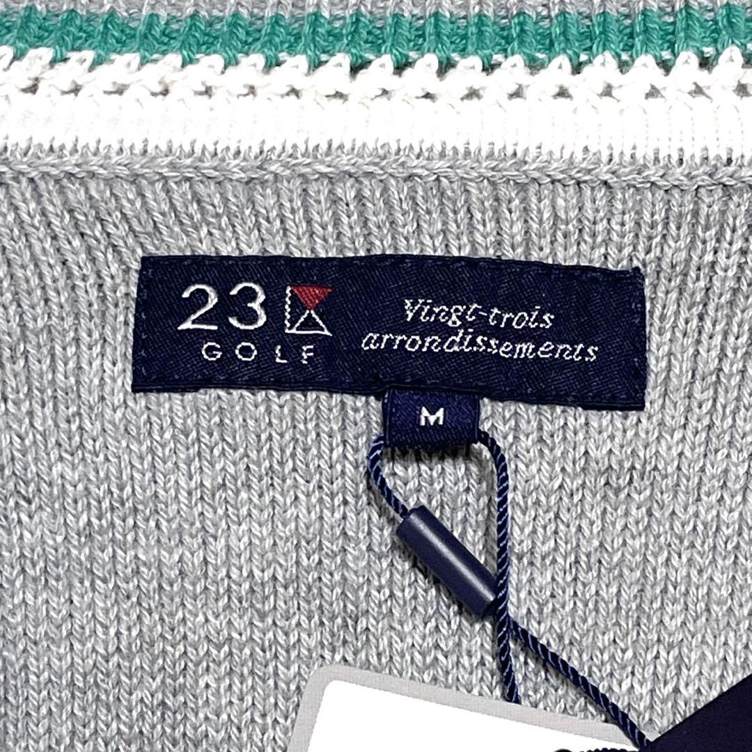 【未使用タグ付き】23区 GOLF ニット 長袖 エンブレム グレー サイズM
