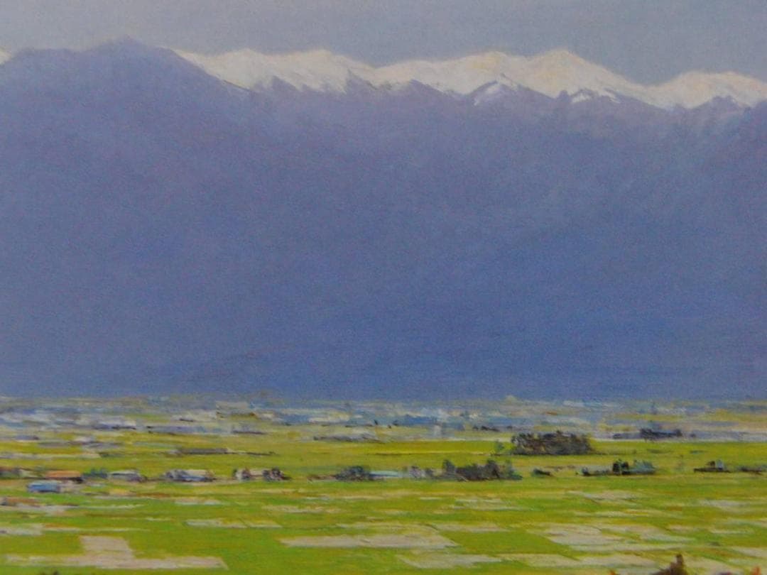 岡宏、【安曇平】、希少な画集画、新品高級額・額装付、状態良好